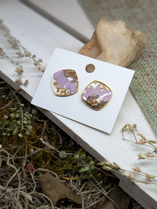 Pressed Flower Stud Earrings, Pressed Flower Studs