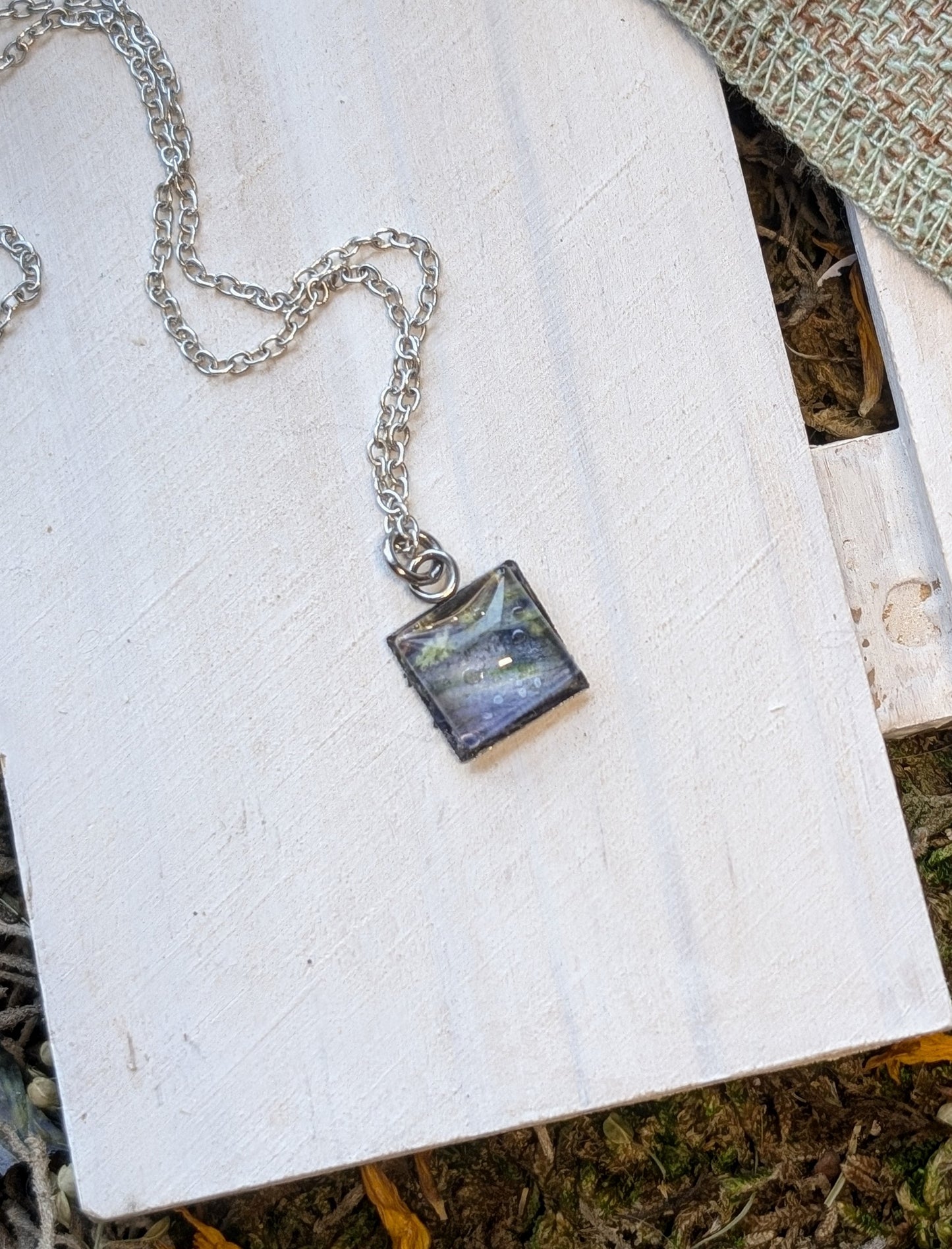 Tiny Columbine Sterling Silver Nature-Inspired Whimsical Necklace with Dried Floral Accents