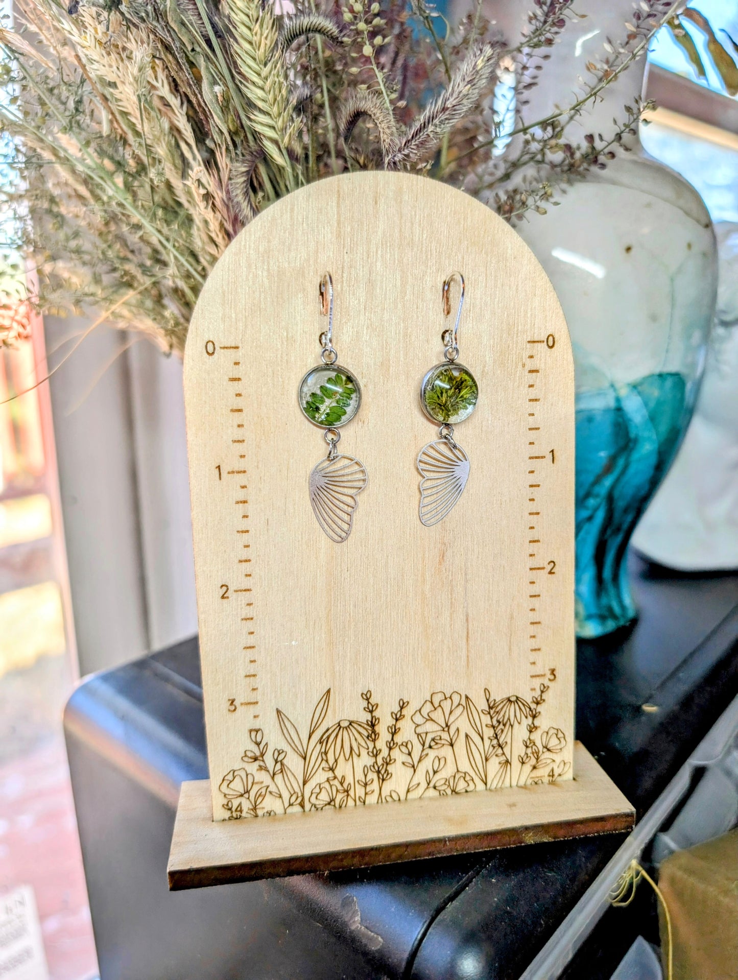 Wild Sage Magical Pressed Flower Wildflower Earrings with Sterling Silver