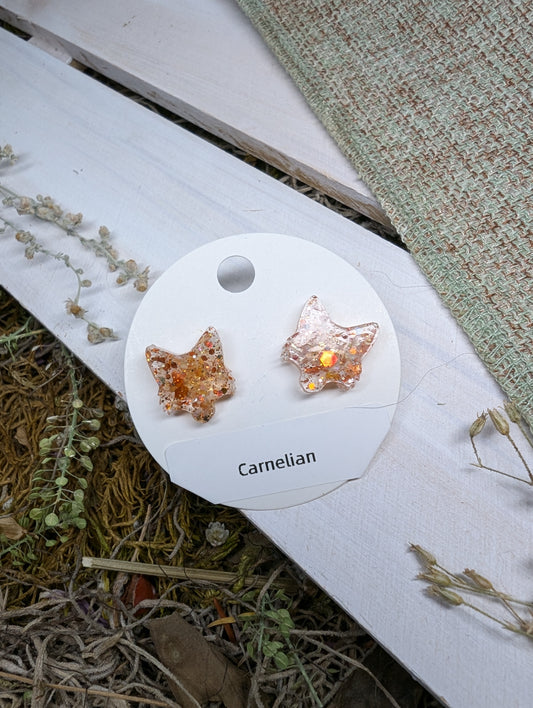 Carnelian Crystal Stud Earrings, Real Crystal Studs