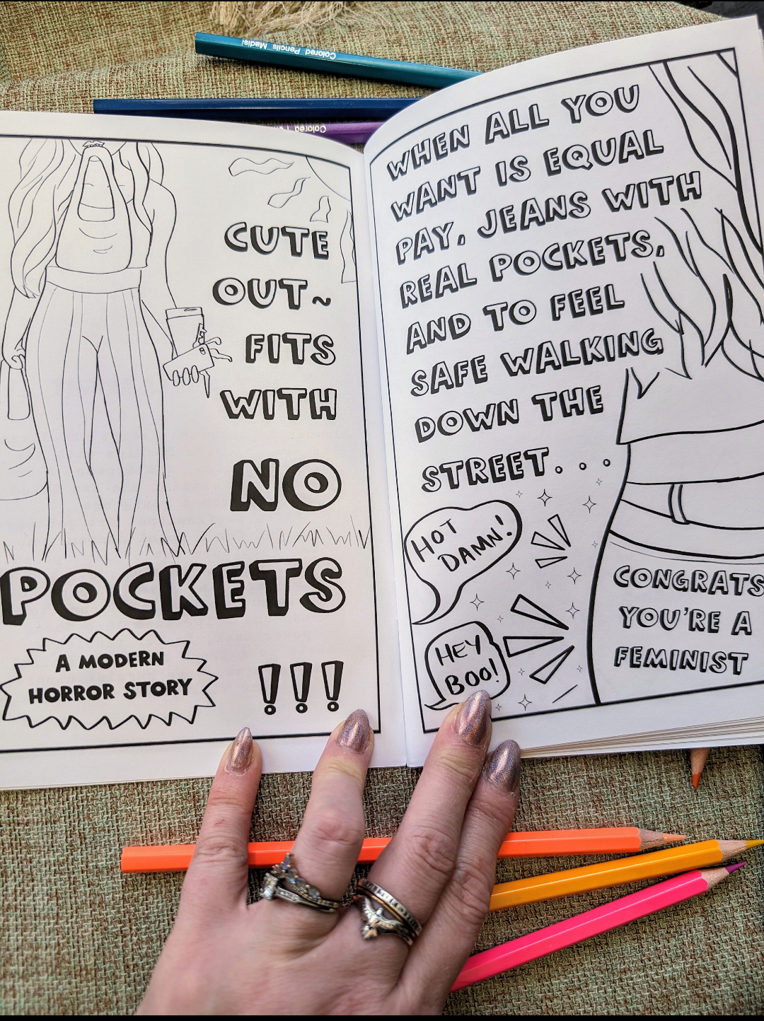 Empowering Mini Coloring Book for Women with Feminist Themes