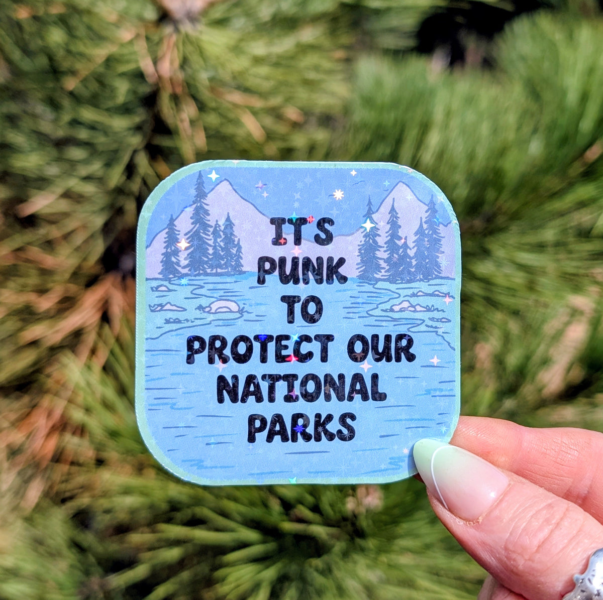 Support Wildland Firefighters, Climate Change, Protect Our Public Lands Glitter Vinyl Sticker, Public Lands
