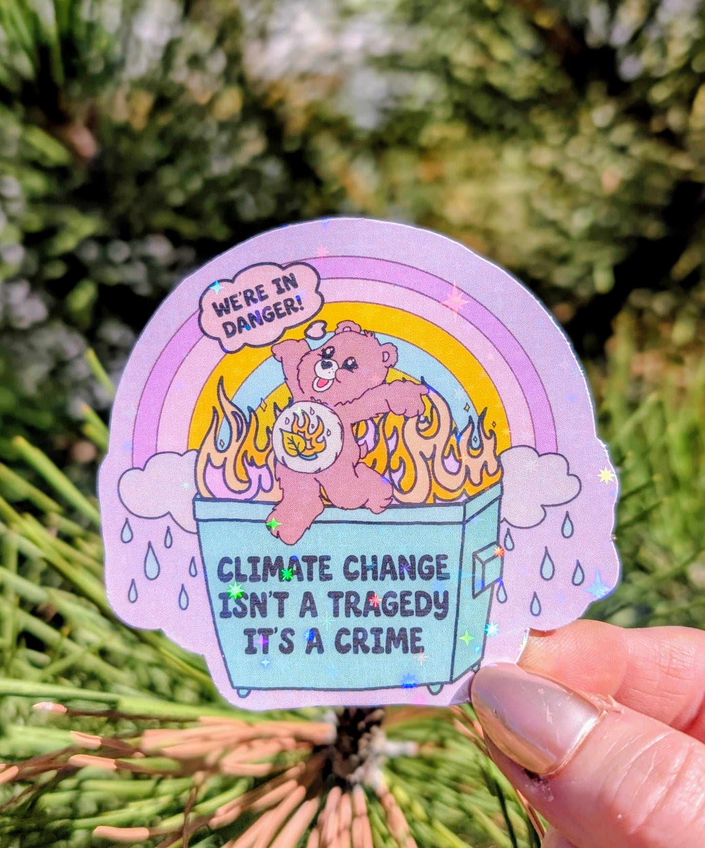 Support Wildland Firefighters, Climate Change, Protect Our Public Lands Glitter Vinyl Sticker