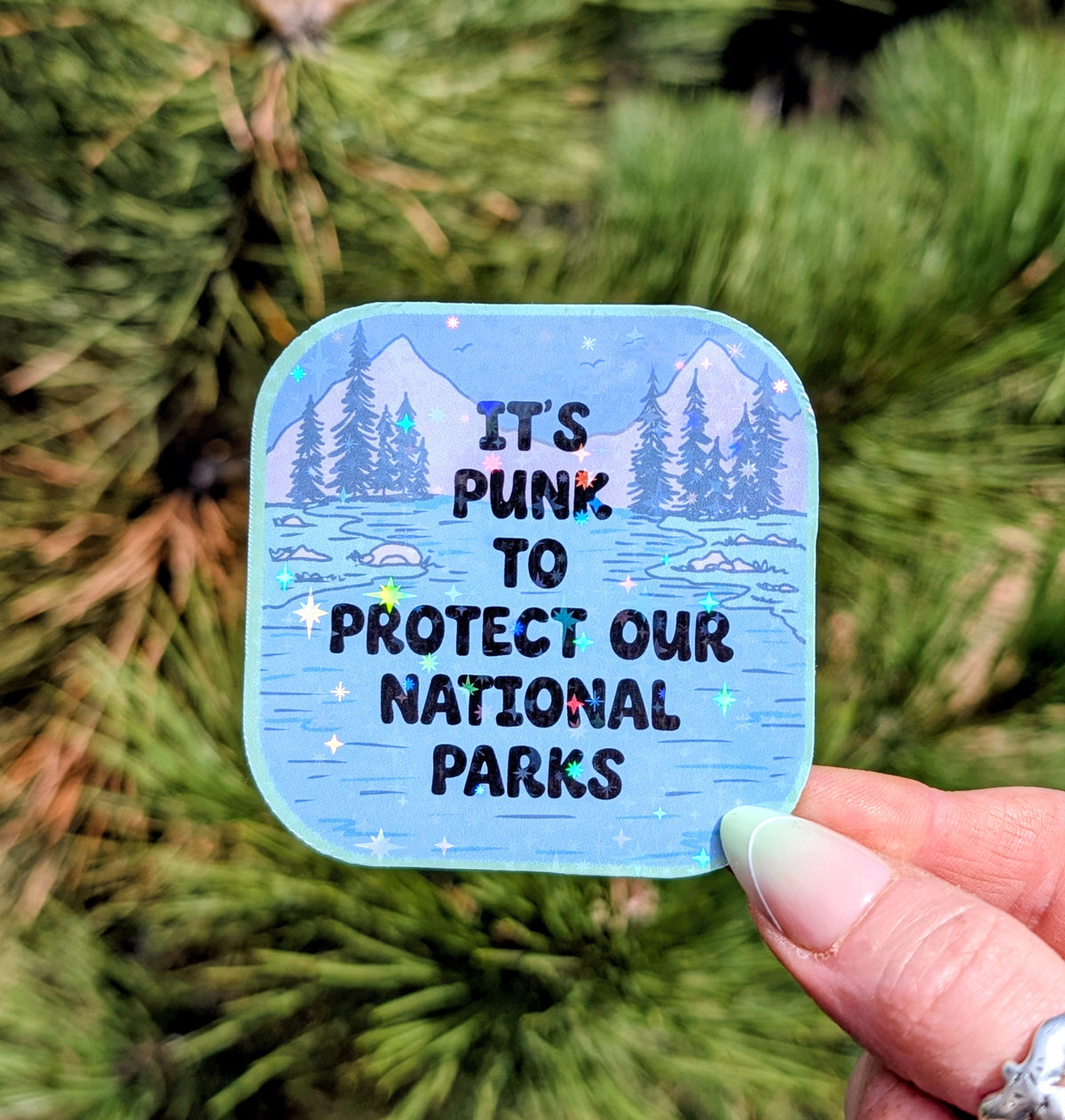 Support Wildland Firefighters, Climate Change, Protect Our Public Lands Glitter Vinyl Sticker, Public Lands