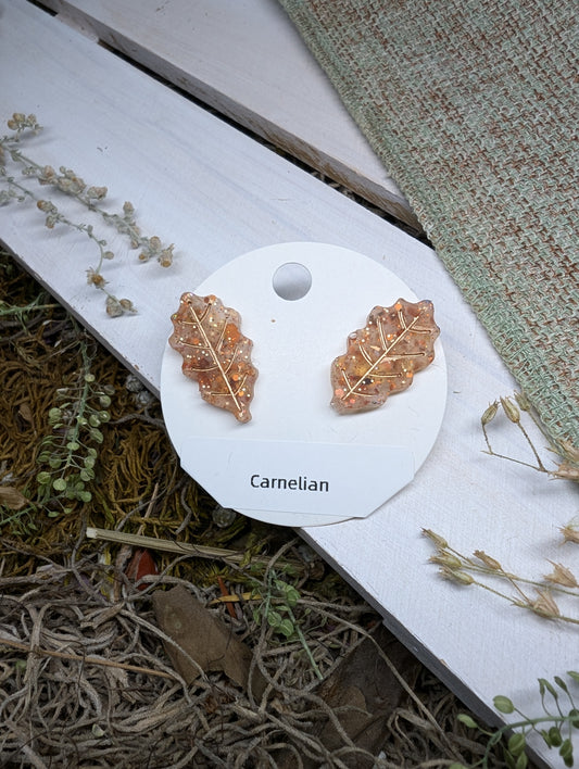 Carnelian Crystal Stud Earrings, Real Crystal Studs