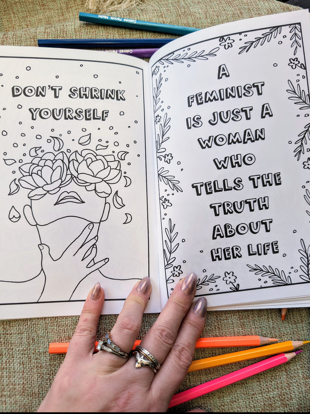 Empowering Mini Coloring Book for Women with Feminist Themes