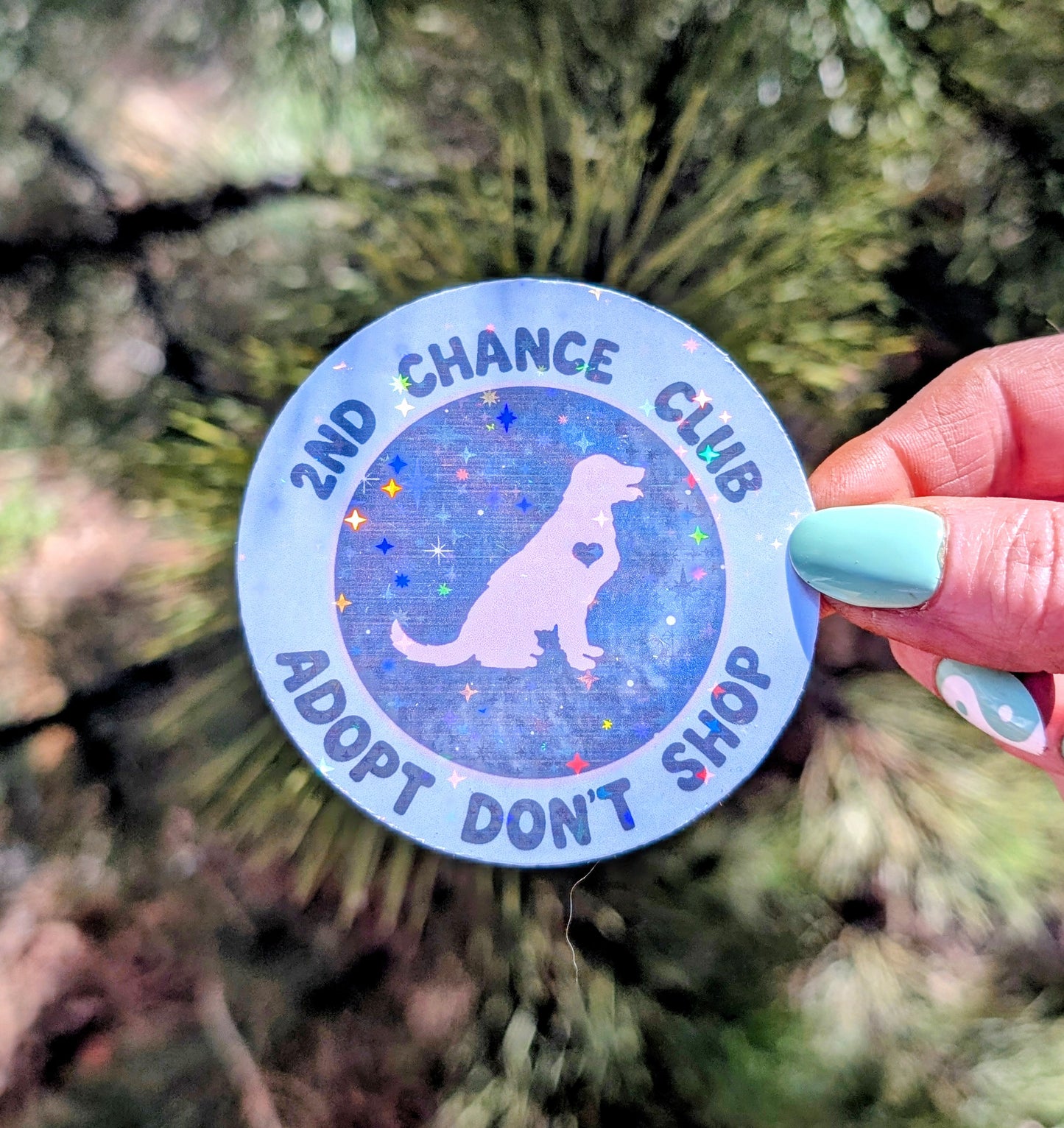 Holographic Vinyl Sticker, Adopt Don't Shop, Foster Animal Fundraiser, All Proceeds Go To Vet Care