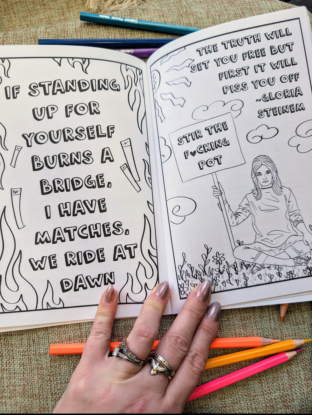 Empowering Mini Coloring Book for Women with Feminist Themes