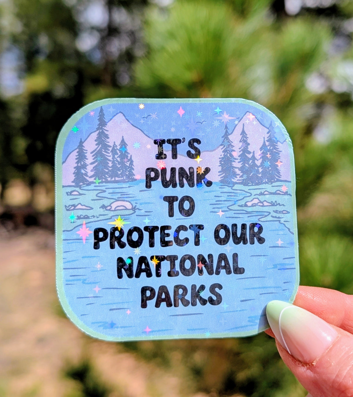 Support Wildland Firefighters, Climate Change, Protect Our Public Lands Glitter Vinyl Sticker, Public Lands