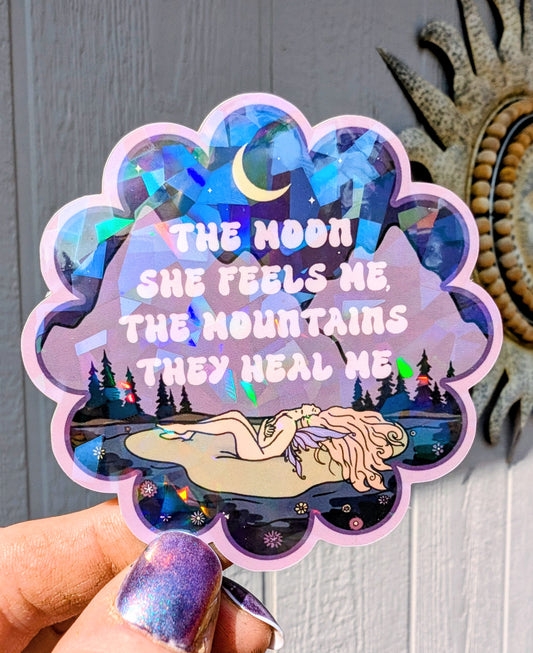 Moon Lover Mountain Witch Inspirational Feminist Vinyl Sticker