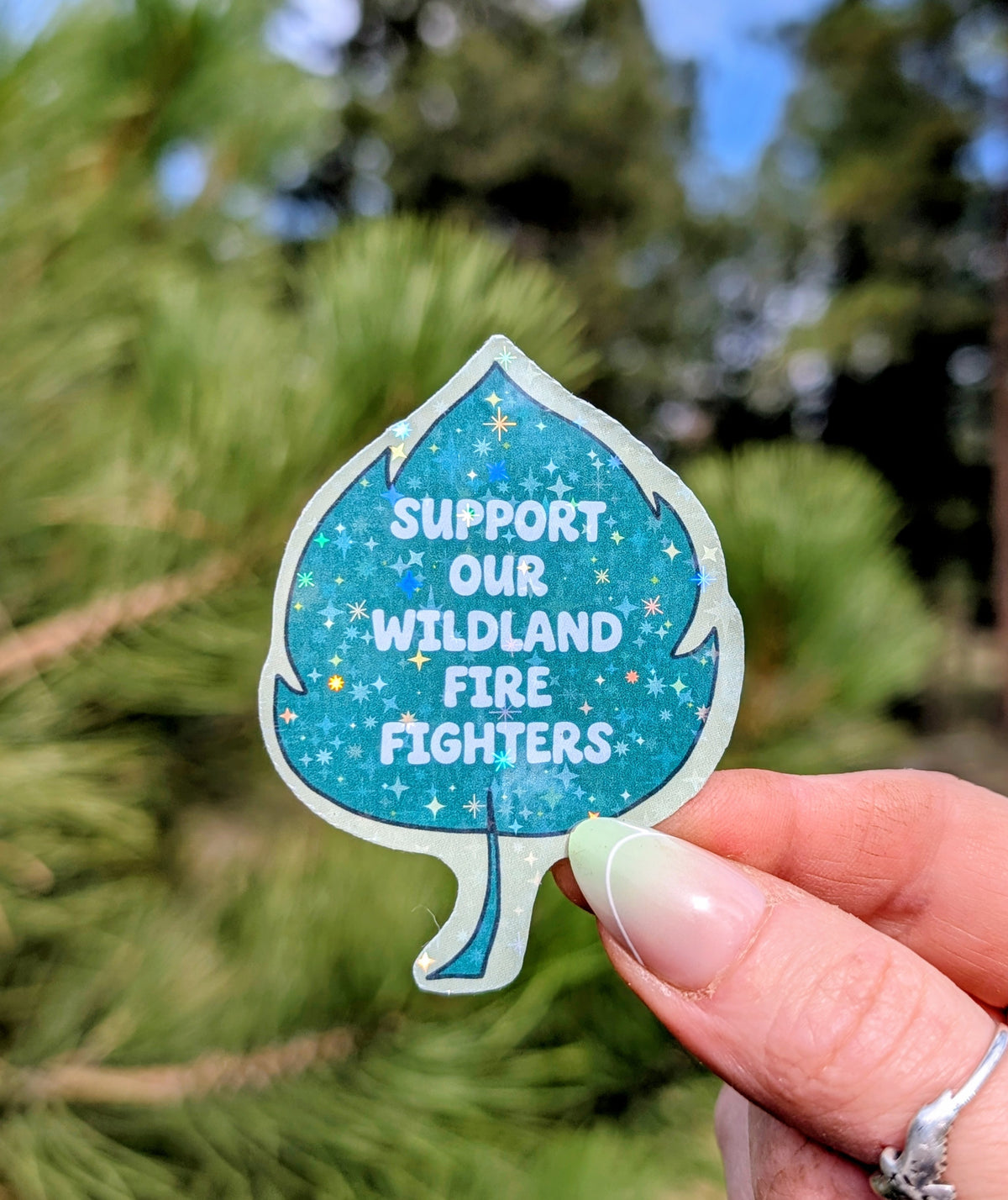 Support Wildland Firefighters, Climate Change, Protect Our Public Lands Glitter Vinyl Sticker