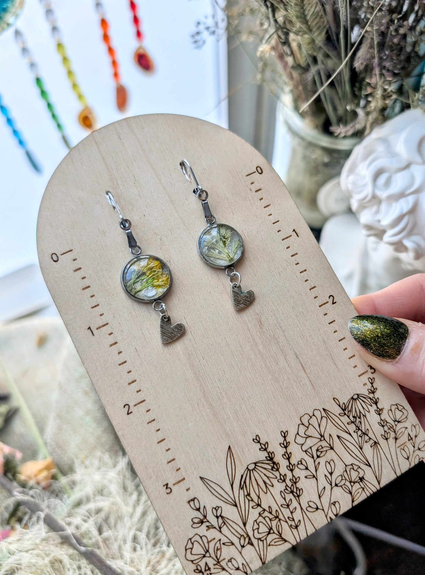 Rabbitbrush and Sage Magical Pressed Flower Wildflower Earrings with Sterling Silver