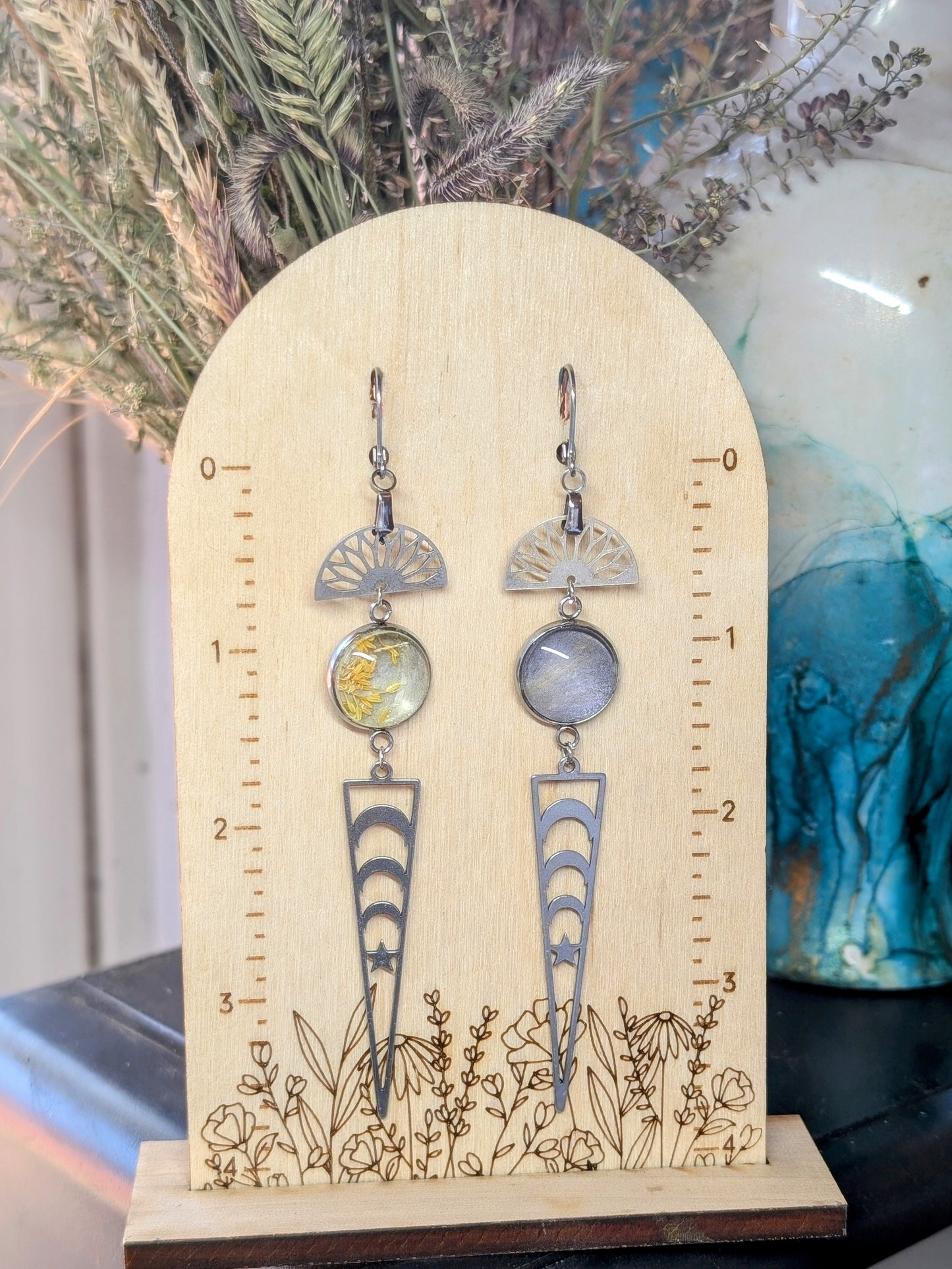 Columbine Magical Pressed Flower Wildflower Earrings with Sterling Silver