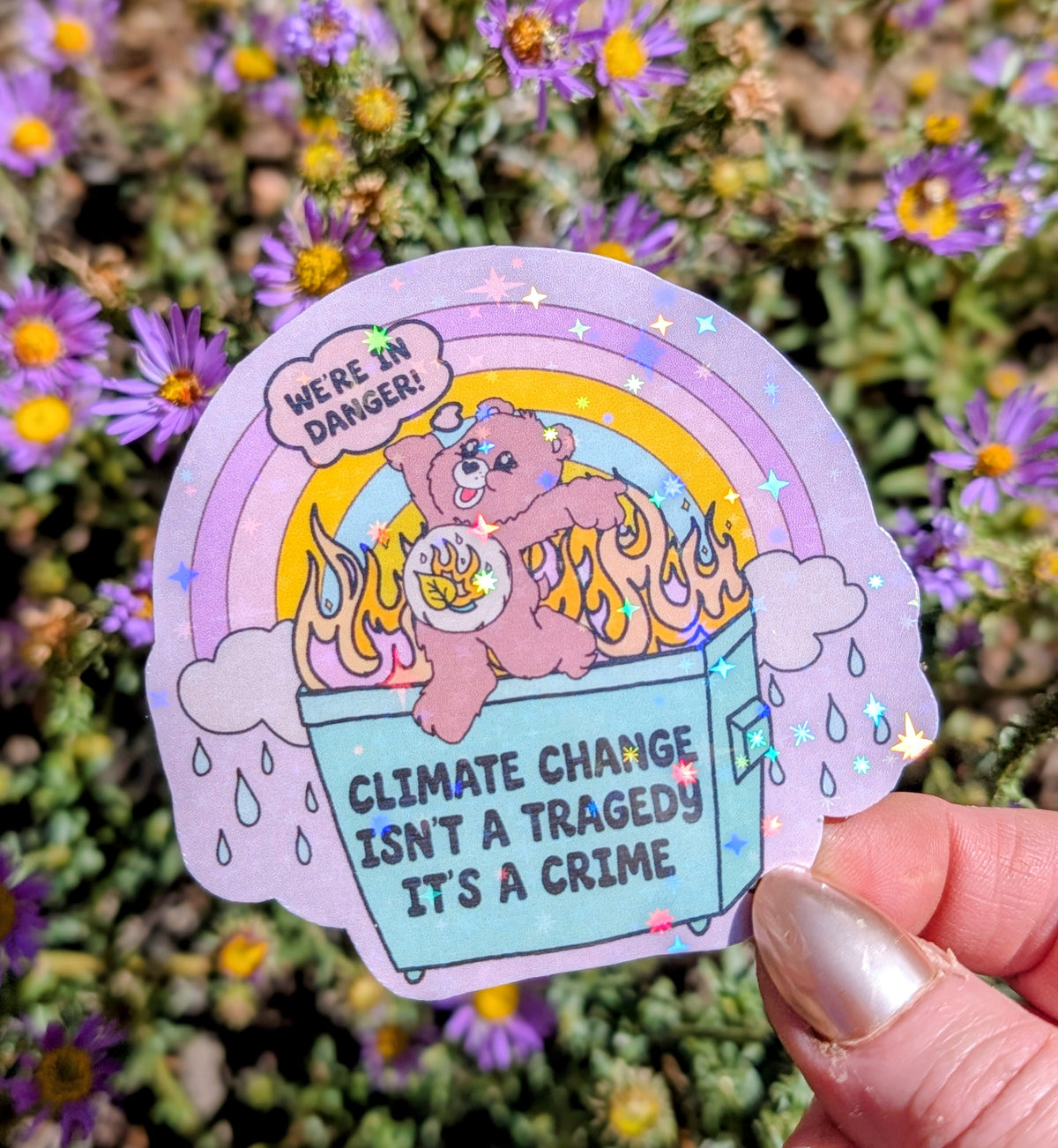 Support Wildland Firefighters, Climate Change, Protect Our Public Lands Glitter Vinyl Sticker