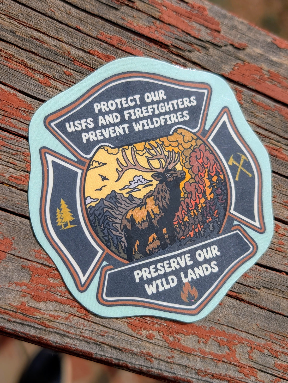 Support Wildland Firefighters, Climate Change, Protect Our Public Lands Glitter Vinyl Sticker, Weatherproof Vinyl