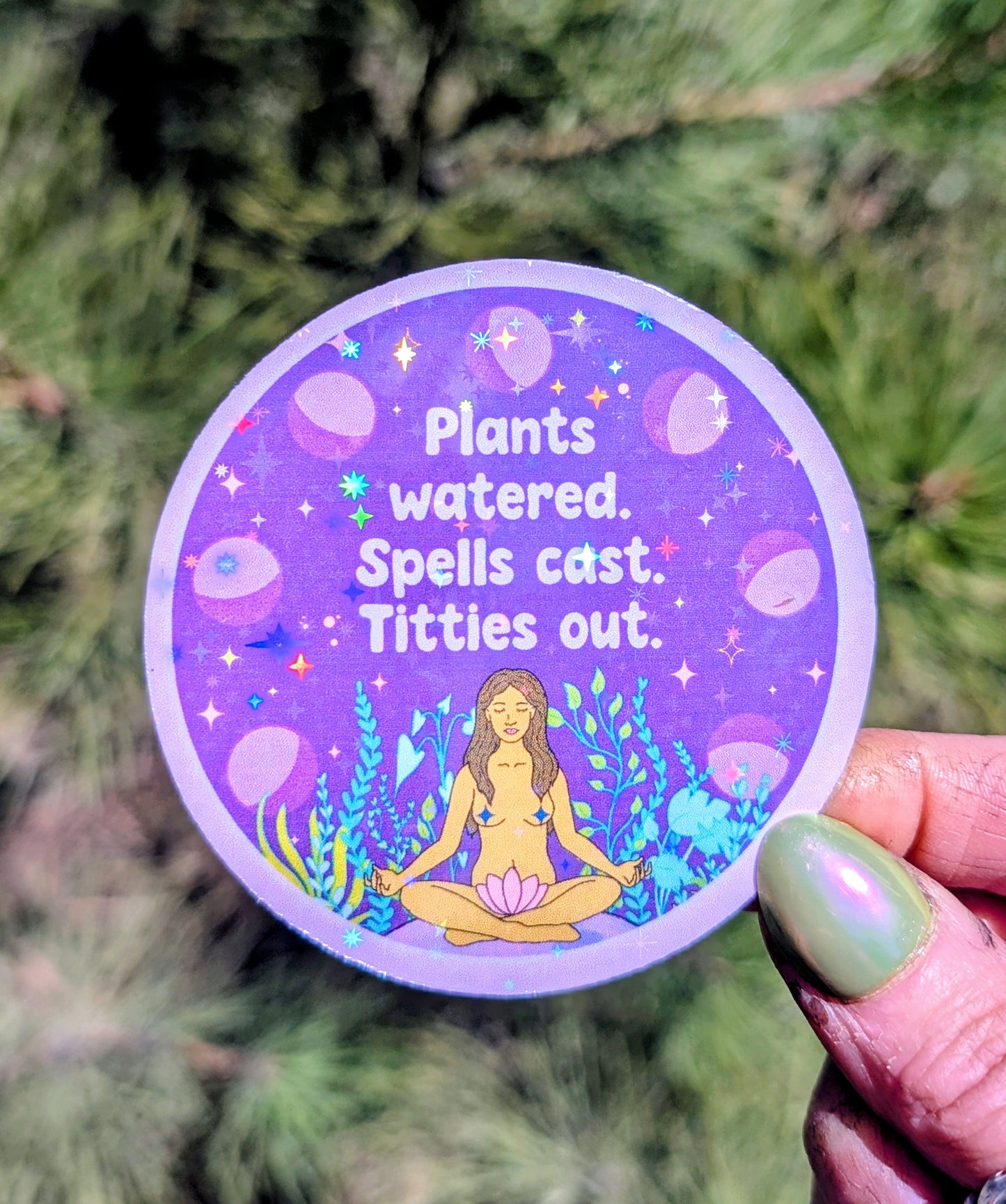 Feminist Witch Gardener Glitter Vinyl Sticker
