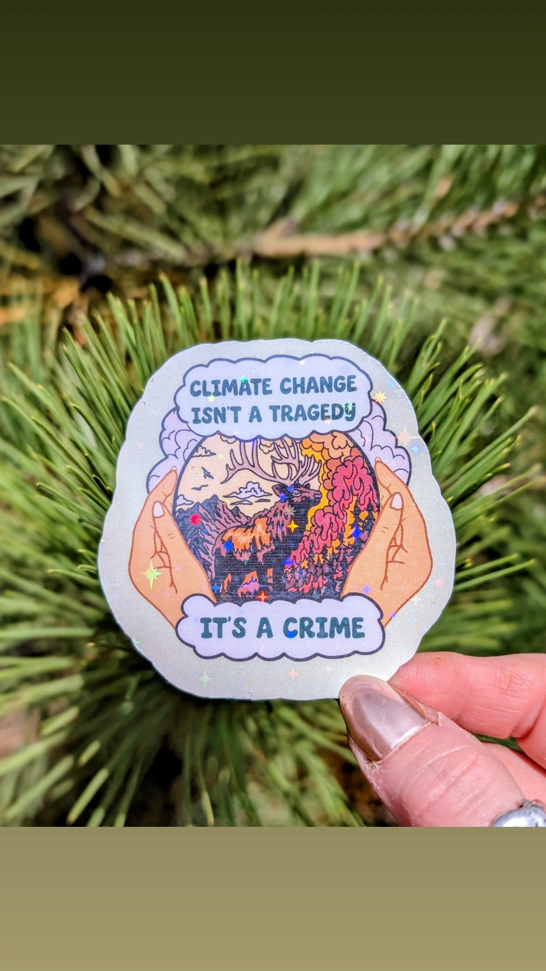 Support Wildland Firefighters, Climate Change, Protect Our Public Lands Glitter Vinyl Sticker