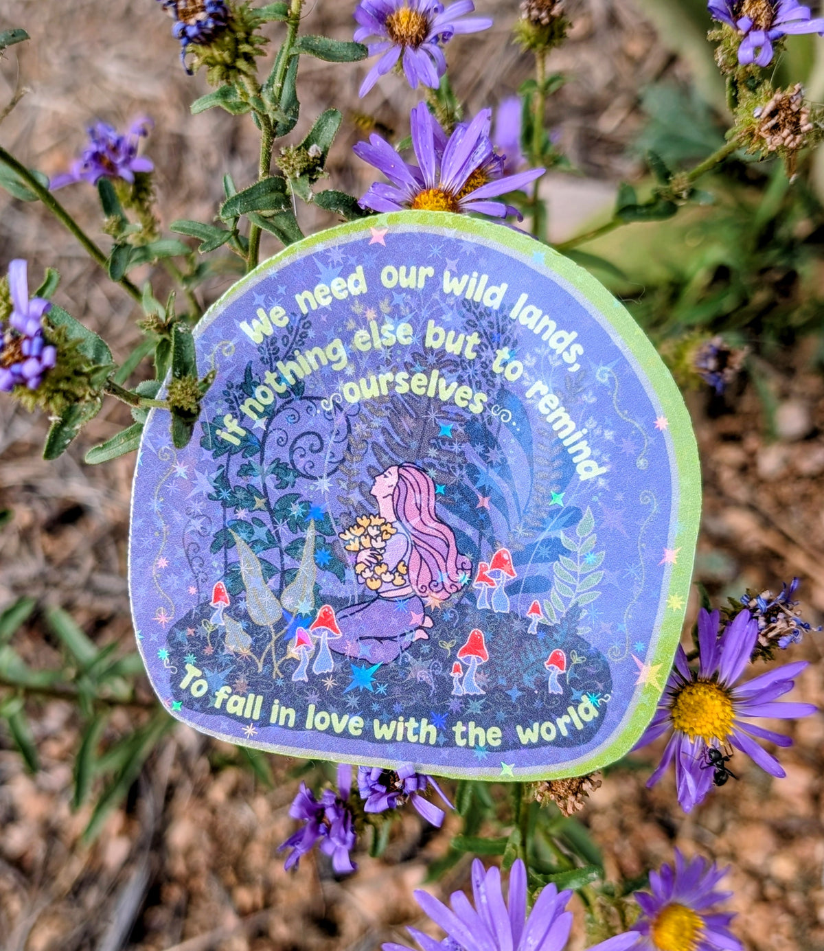 Support Wildland Firefighters, Climate Change, Protect Our Public Lands Glitter Vinyl Sticker, Wild Woman