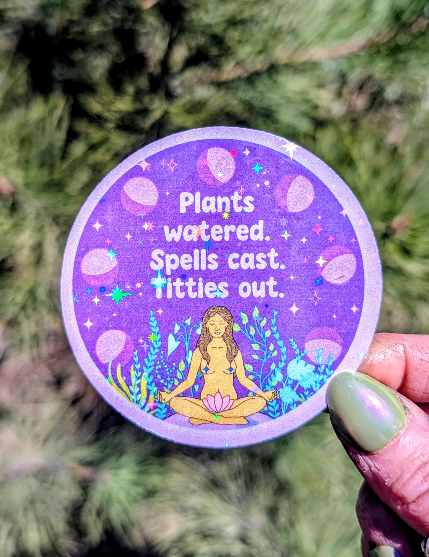 Feminist Witch Gardener Glitter Vinyl Sticker