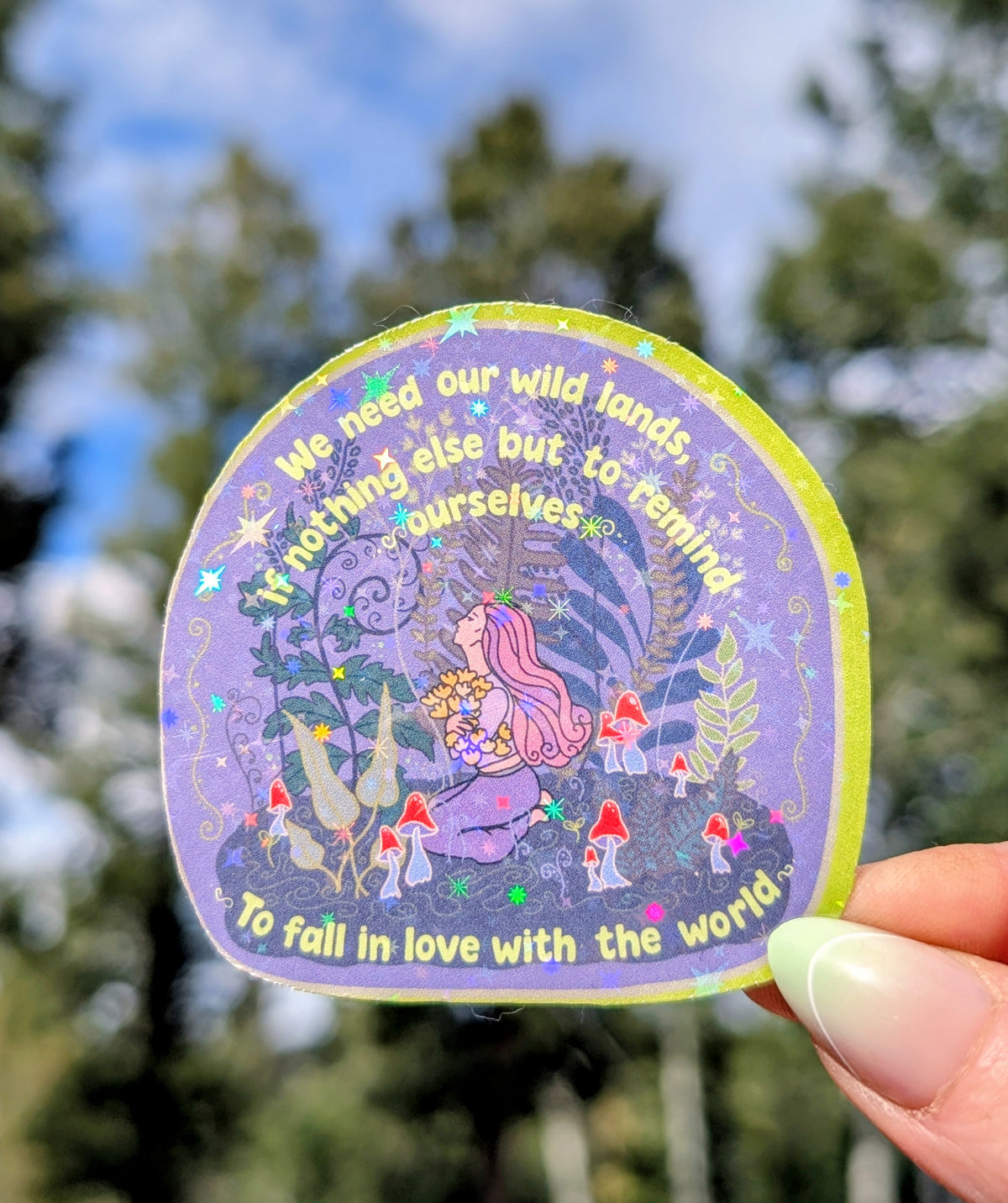Support Wildland Firefighters, Climate Change, Protect Our Public Lands Glitter Vinyl Sticker, Wild Woman