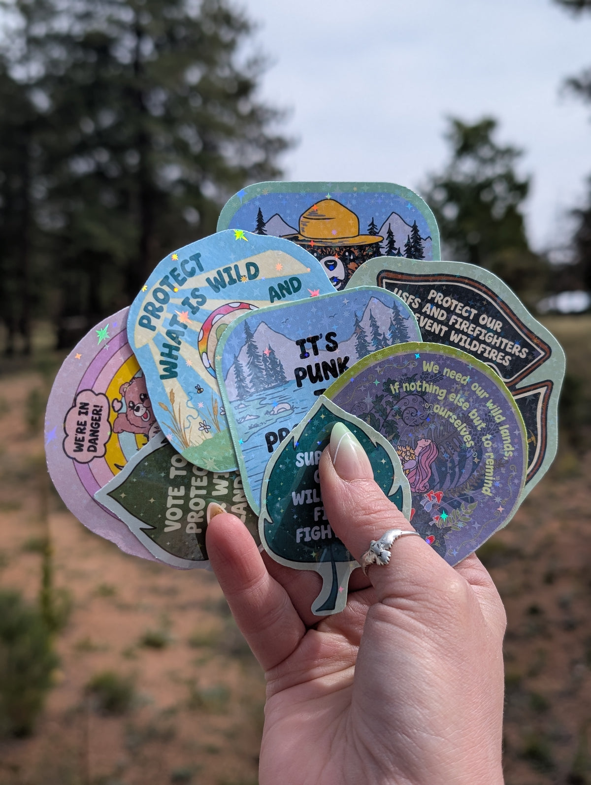 Support Wildland Firefighters, Climate Change, Protect Our Public Lands Glitter Vinyl Sticker, Weatherproof Vinyl