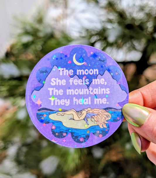 Moon Lover Mountain Witch Inspirational Feminist Vinyl Sticker