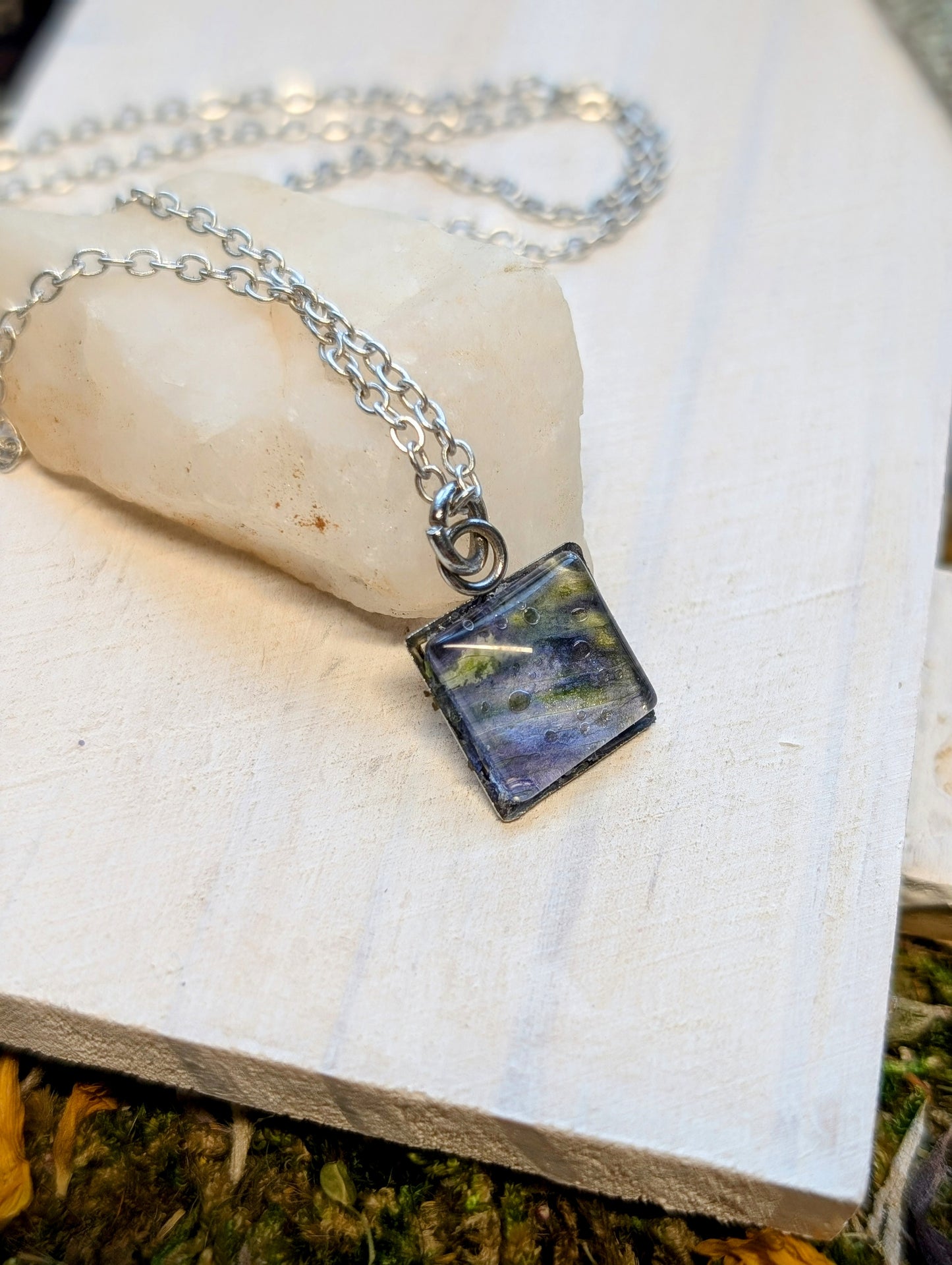 Tiny Columbine Sterling Silver Nature-Inspired Whimsical Necklace with Dried Floral Accents