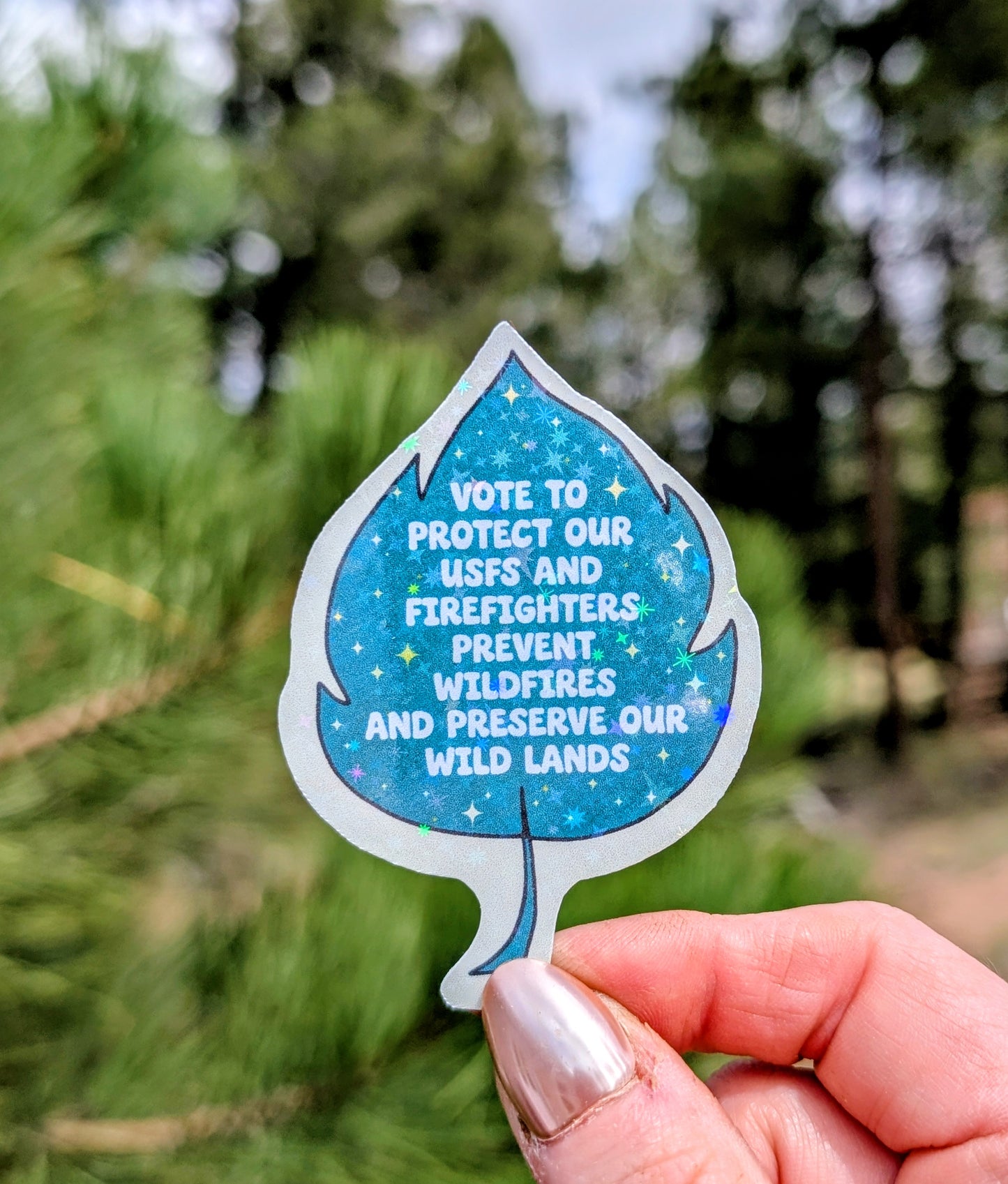 Support Wildland Firefighters, Climate Change, Protect Our Public Lands Glitter Vinyl Sticker