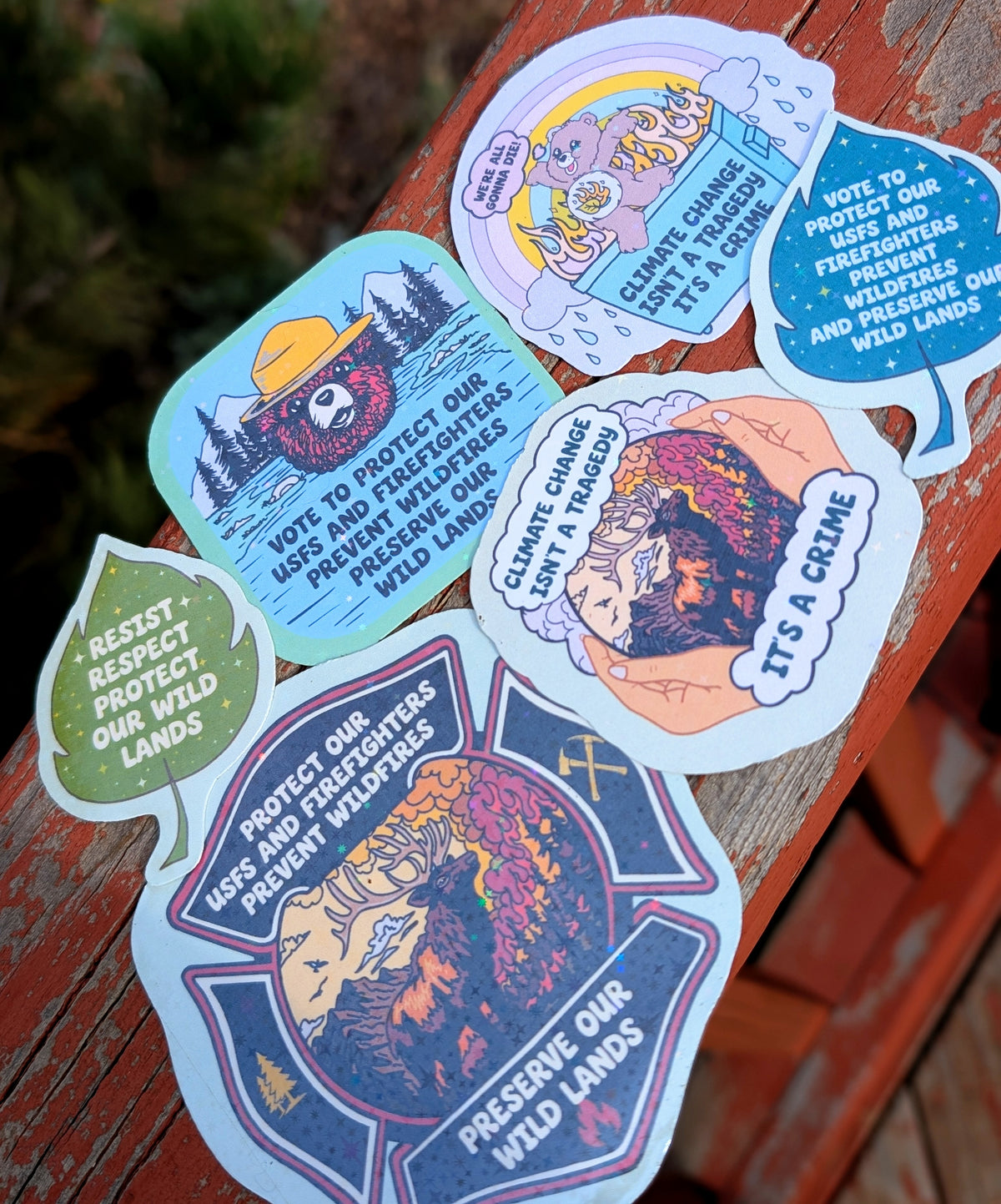 Support Wildland Firefighters, Climate Change, Protect Our Public Lands Glitter Vinyl Sticker