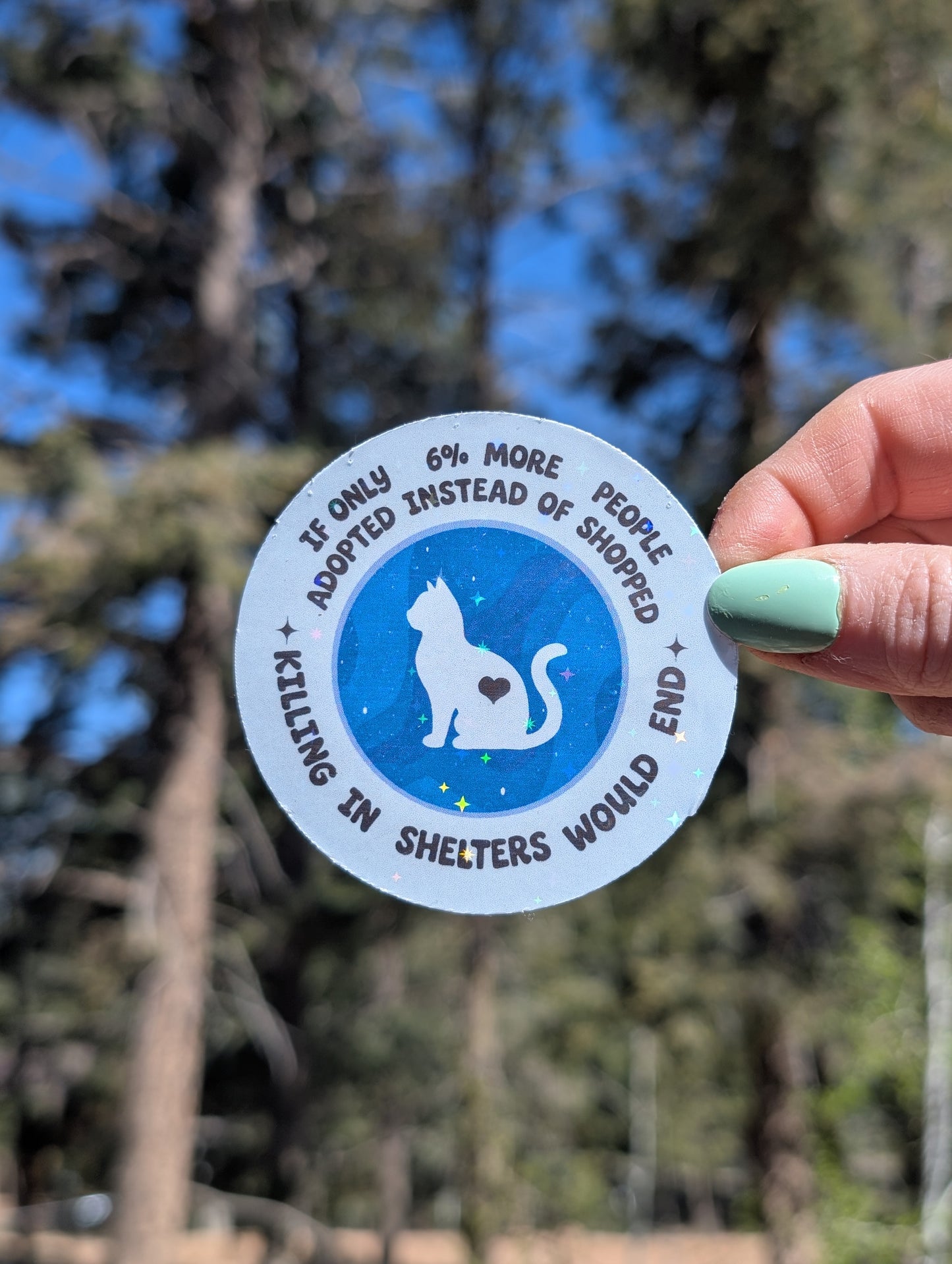 Holographic Vinyl Sticker, Adopt Don't Shop, Foster Animal Fundraiser, All Proceeds Go To Vet Care