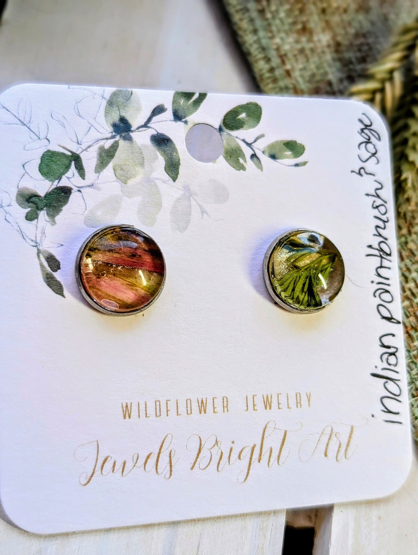 Indian Paintbrush and Wild Sage Nature-Inspired Whimsical Earrings with Dried Floral Accents