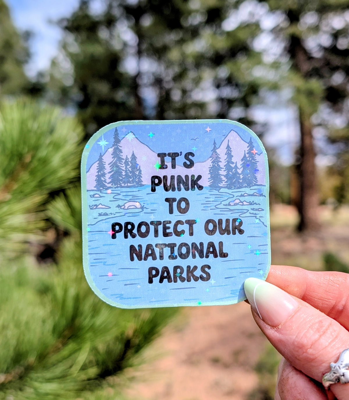 Support Wildland Firefighters, Climate Change, Protect Our Public Lands Glitter Vinyl Sticker, Public Lands