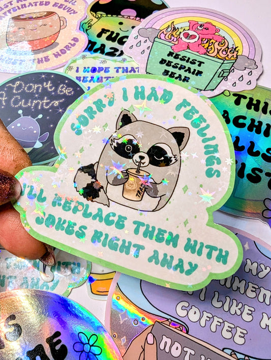 Feral Iced Coffee Feminist Vinyl Sticker