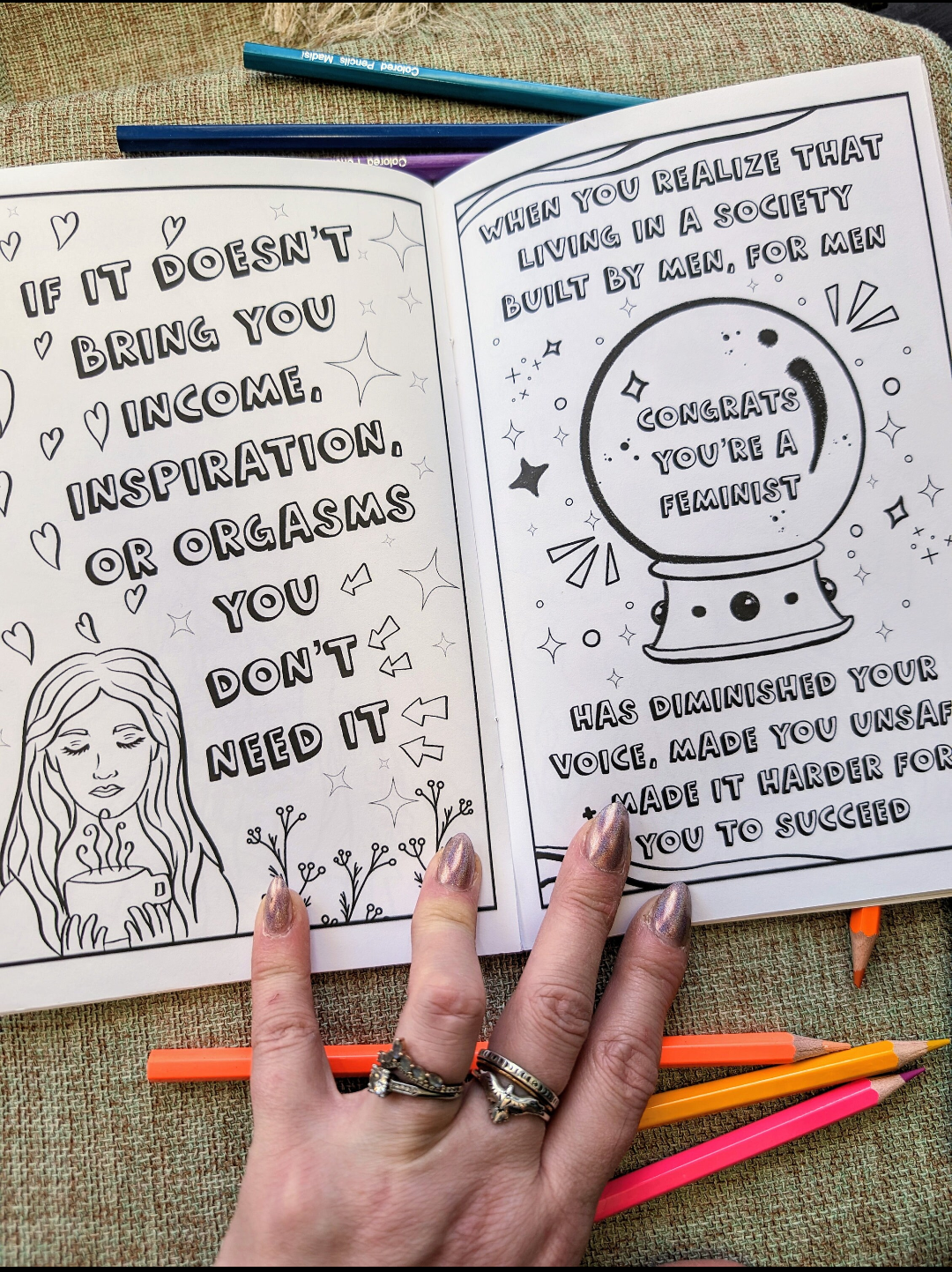 Empowering Mini Coloring Book for Women with Feminist Themes