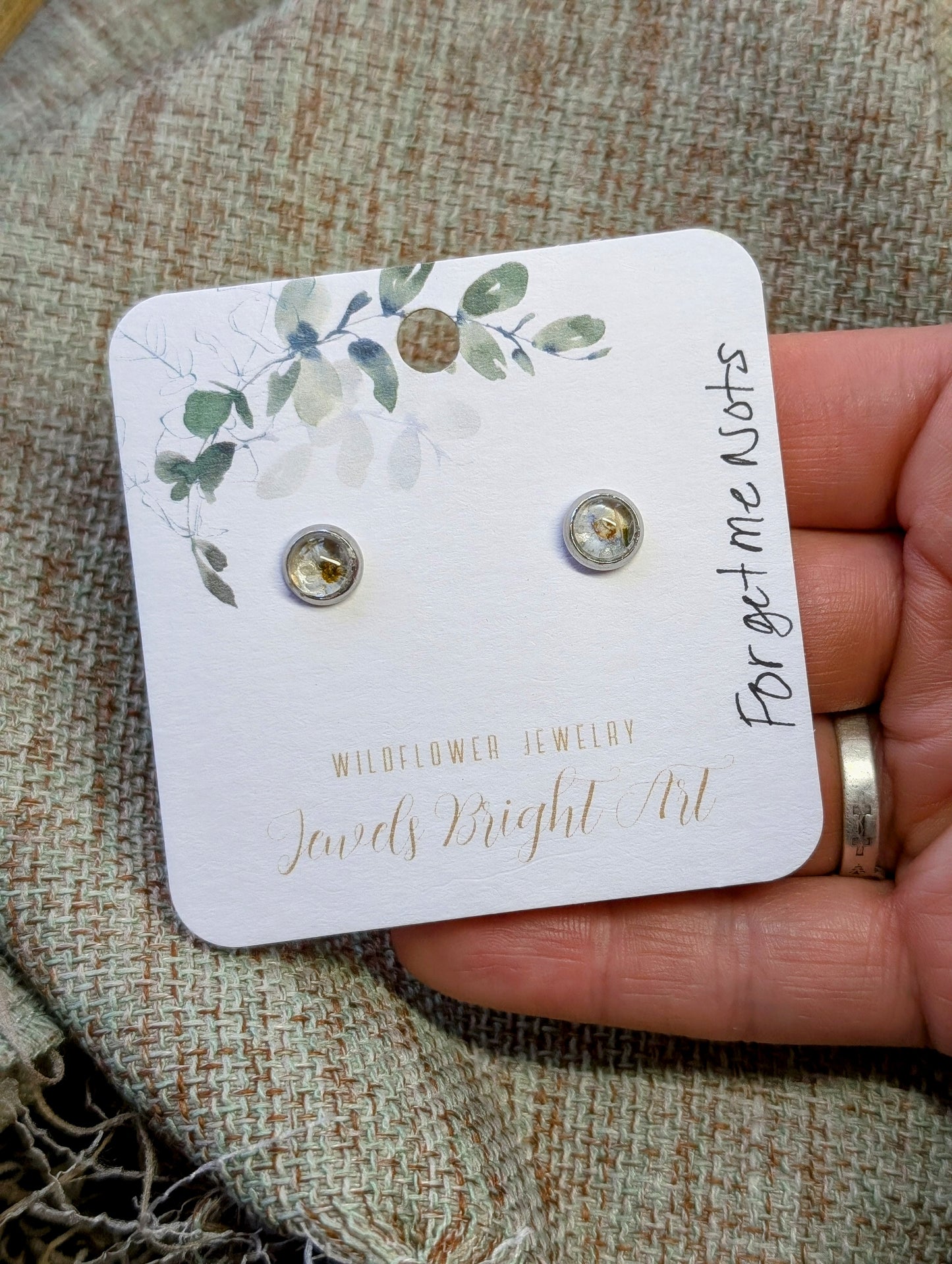 Forget-me-nots Tiny Nature-Inspired Whimsical Earrings with Dried Floral Accents