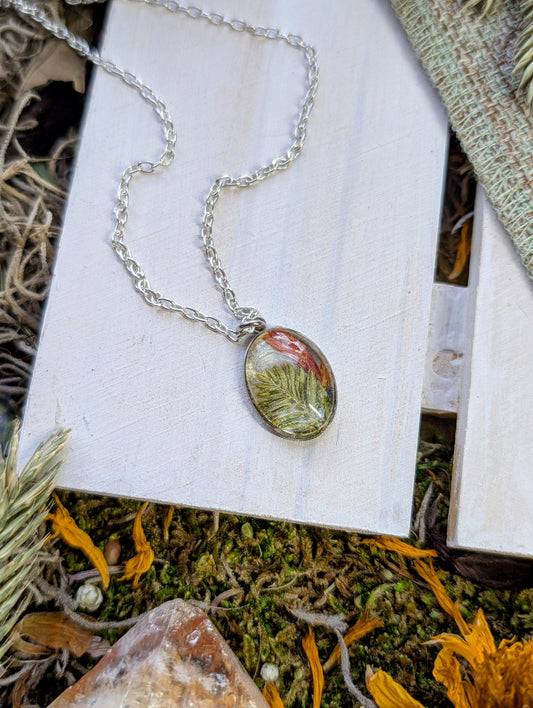 Fairy Trumpet Sterling Silver Nature-Inspired Whimsical Necklace with Dried Floral Accents