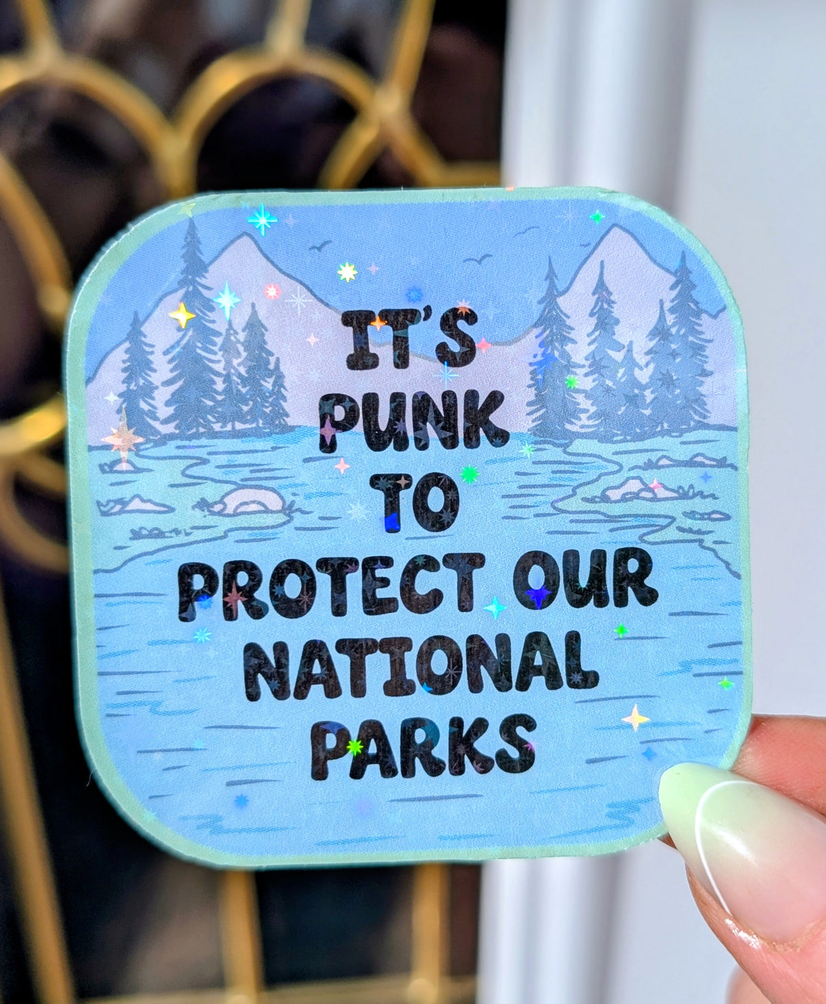 Support Wildland Firefighters, Climate Change, Protect Our Public Lands Glitter Vinyl Sticker, Public Lands