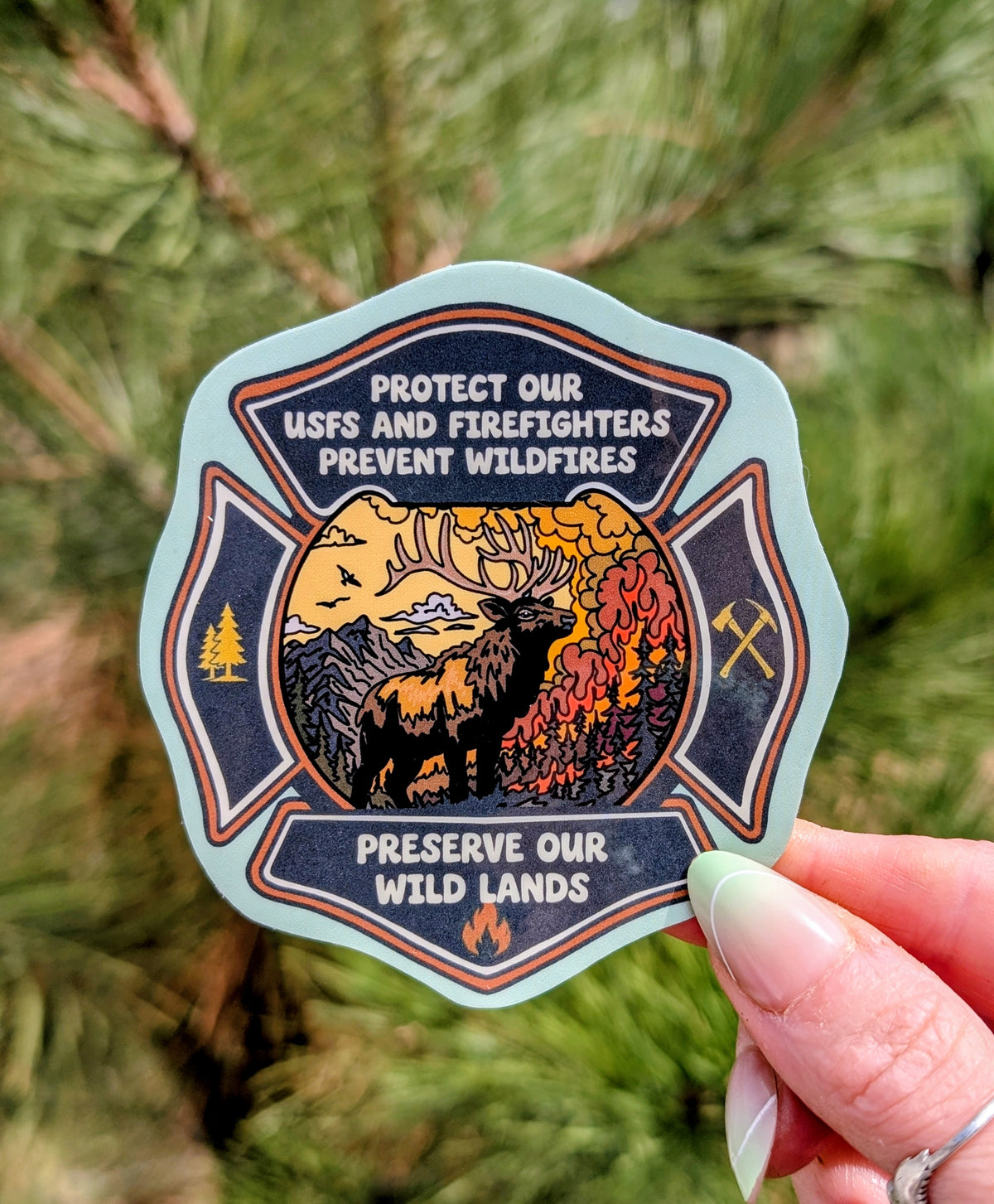Support Wildland Firefighters, Climate Change, Protect Our Public Lands Glitter Vinyl Sticker, Weatherproof Vinyl