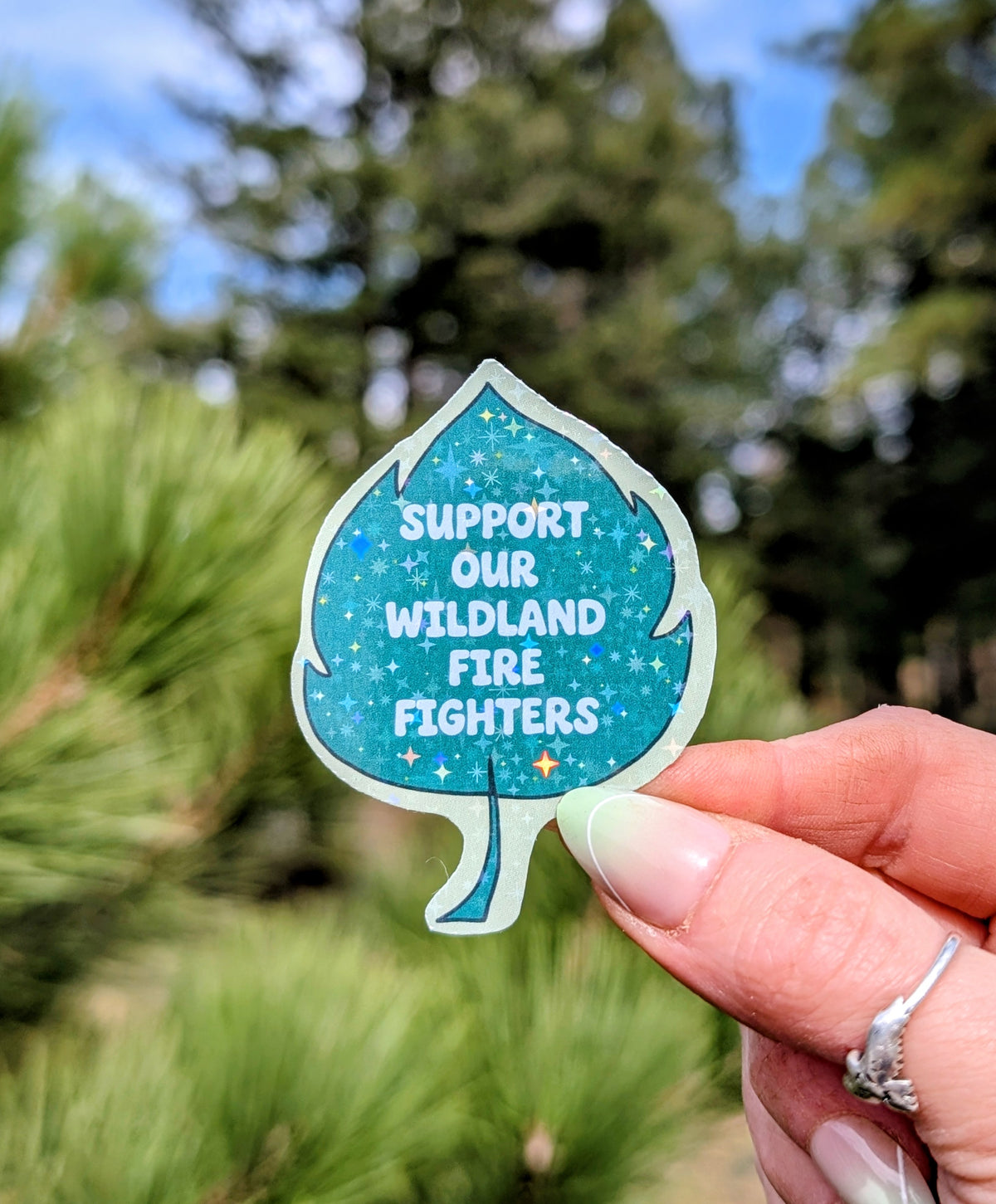 Support Wildland Firefighters, Climate Change, Protect Our Public Lands Glitter Vinyl Sticker