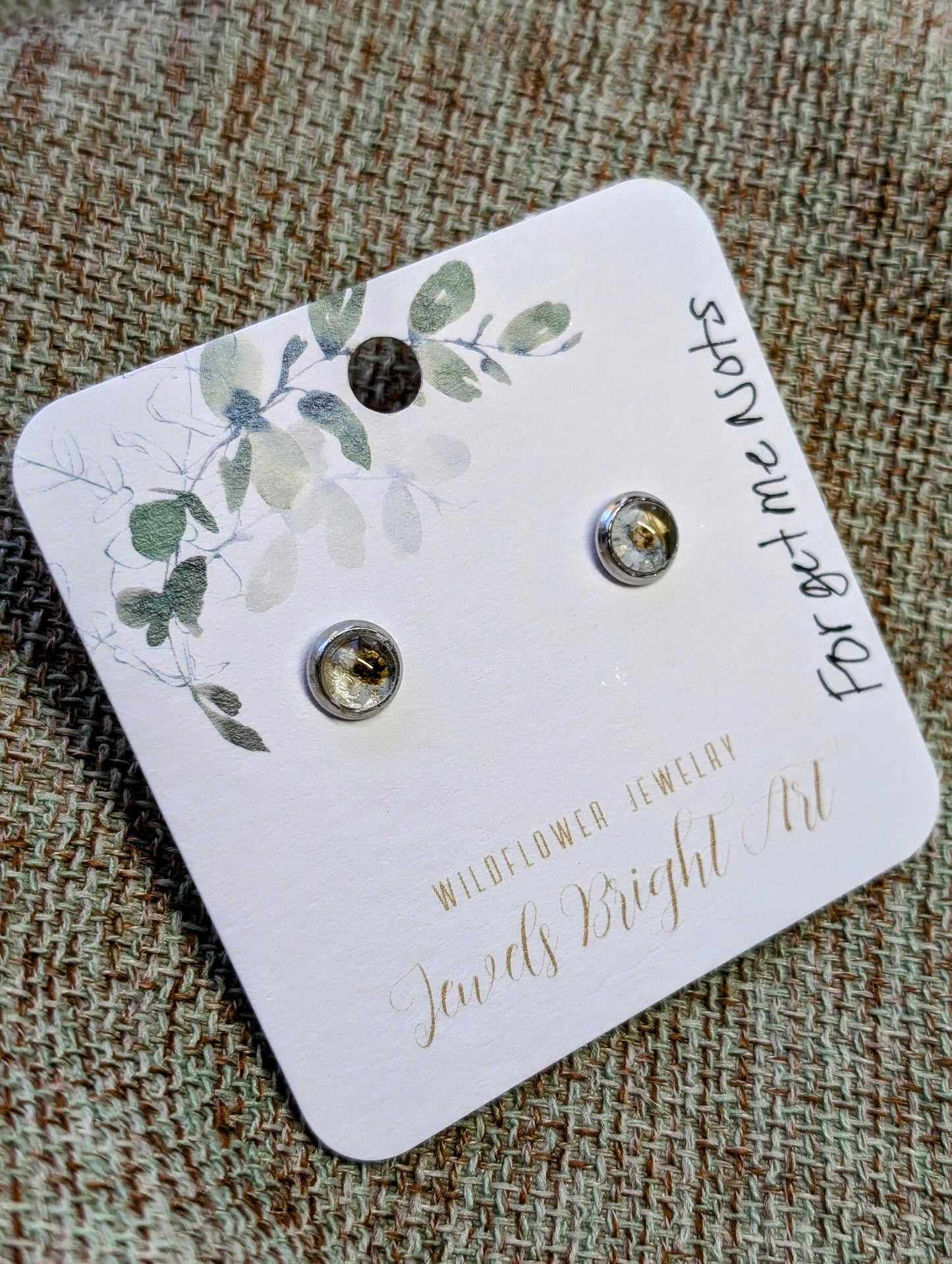 Forget-me-nots Tiny Nature-Inspired Whimsical Earrings with Dried Floral Accents